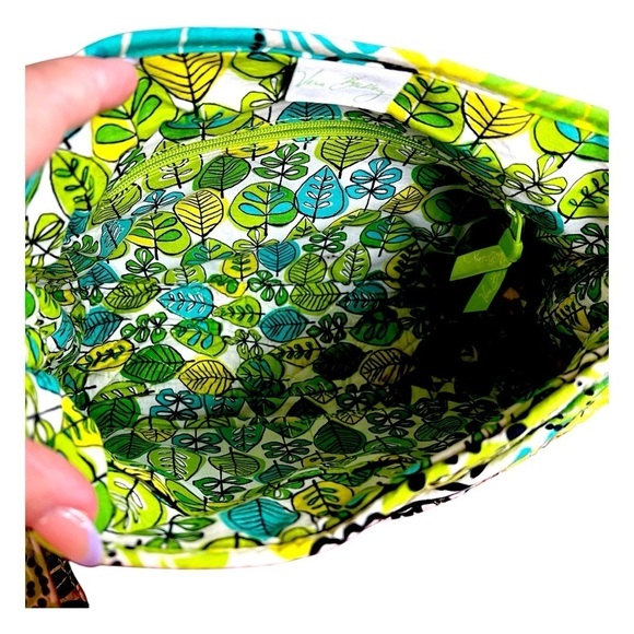 Vera Bradley Limes Up Pattern Green Floral Quilted Shoulder Crossbody Saddle Bag - Picture 3 of 13